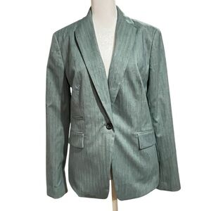 Banana Republic Teal Herringbone One Button Blazer Lined Size 6